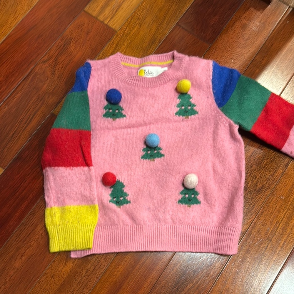Colorful Kids Sweater with Pom-Poms